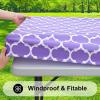 imageSmiry Rectangle Picnic Table Cover Waterproof Elastic Fitted Camping Tablecloths for 6 Foot Tables Wipeable Flannel Backed Vinyl Tablecloth Protector for Indoor Outdoor Coffee 30x72 InchesLavender
