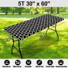 imageSmiry Rectangle Picnic Table Cover Waterproof Elastic Fitted Camping Tablecloths for 6 Foot Tables Wipeable Flannel Backed Vinyl Tablecloth Protector for Indoor Outdoor Coffee 30x72 InchesBlack