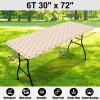 imageSmiry Rectangle Picnic Table Cover Waterproof Elastic Fitted Camping Tablecloths for 6 Foot Tables Wipeable Flannel Backed Vinyl Tablecloth Protector for Indoor Outdoor Coffee 30x72 InchesKhaki