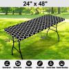 imageSmiry Rectangle Picnic Table Cover Waterproof Elastic Fitted Camping Tablecloths for 6 Foot Tables Wipeable Flannel Backed Vinyl Tablecloth Protector for Indoor Outdoor Coffee 30x72 InchesBlack