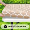 imageSmiry Rectangle Picnic Table Cover Waterproof Elastic Fitted Camping Tablecloths for 6 Foot Tables Wipeable Flannel Backed Vinyl Tablecloth Protector for Indoor Outdoor Coffee 30x72 InchesKhaki