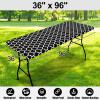 imageSmiry Rectangle Picnic Table Cover Waterproof Elastic Fitted Camping Tablecloths for 6 Foot Tables Wipeable Flannel Backed Vinyl Tablecloth Protector for Indoor Outdoor Coffee 30x72 InchesBlack