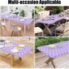 imageSmiry Rectangle Picnic Table Cover Waterproof Elastic Fitted Camping Tablecloths for 6 Foot Tables Wipeable Flannel Backed Vinyl Tablecloth Protector for Indoor Outdoor Coffee 30x72 InchesLavender