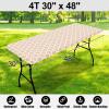 imageSmiry Rectangle Picnic Table Cover Waterproof Elastic Fitted Camping Tablecloths for 6 Foot Tables Wipeable Flannel Backed Vinyl Tablecloth Protector for Indoor Outdoor Coffee 30x72 InchesKhaki