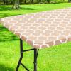 imageSmiry Rectangle Picnic Table Cover Waterproof Elastic Fitted Camping Tablecloths for 6 Foot Tables Wipeable Flannel Backed Vinyl Tablecloth Protector for Indoor Outdoor Coffee 30x72 InchesKhaki