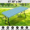 imageSmiry Rectangle Picnic Table Cover Waterproof Elastic Fitted Camping Tablecloths for 6 Foot Tables Wipeable Flannel Backed Vinyl Tablecloth Protector for Indoor Outdoor Coffee 30x72 InchesLight Blue