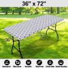 imageSmiry Rectangle Picnic Table Cover Waterproof Elastic Fitted Camping Tablecloths for 6 Foot Tables Wipeable Flannel Backed Vinyl Tablecloth Protector for Indoor Outdoor Coffee 30x72 InchesGrey