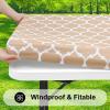 imageSmiry Rectangle Picnic Table Cover Waterproof Elastic Fitted Camping Tablecloths for 6 Foot Tables Wipeable Flannel Backed Vinyl Tablecloth Protector for Indoor Outdoor Coffee 30x72 InchesKhaki