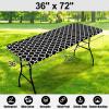 imageSmiry Rectangle Picnic Table Cover Waterproof Elastic Fitted Camping Tablecloths for 6 Foot Tables Wipeable Flannel Backed Vinyl Tablecloth Protector for Indoor Outdoor Coffee 30x72 InchesBlack