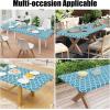 imageSmiry Rectangle Picnic Table Cover Waterproof Elastic Fitted Camping Tablecloths for 6 Foot Tables Wipeable Flannel Backed Vinyl Tablecloth Protector for Indoor Outdoor Coffee 30x72 InchesLight Blue