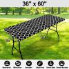 imageSmiry Rectangle Picnic Table Cover Waterproof Elastic Fitted Camping Tablecloths for 6 Foot Tables Wipeable Flannel Backed Vinyl Tablecloth Protector for Indoor Outdoor Coffee 30x72 InchesBlack
