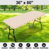 imageSmiry Rectangle Picnic Table Cover Waterproof Elastic Fitted Camping Tablecloths for 6 Foot Tables Wipeable Flannel Backed Vinyl Tablecloth Protector for Indoor Outdoor Coffee 30x72 InchesKhaki