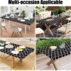 imageSmiry Rectangle Picnic Table Cover Waterproof Elastic Fitted Camping Tablecloths for 6 Foot Tables Wipeable Flannel Backed Vinyl Tablecloth Protector for Indoor Outdoor Coffee 30x72 InchesBlack