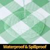 imageSmiry Round Picnic Table Cloth Elastic Waterproof Fitted Vinyl Tablecloth for 36quot44quot Tables Flannel Backed Buffalo Plaid Table Covers for Dining Camping Outdoor White and AquaSage Green and White