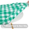 imageSmiry Round Picnic Table Cloth Elastic Waterproof Fitted Vinyl Tablecloth for 36quot44quot Tables Flannel Backed Buffalo Plaid Table Covers for Dining Camping Outdoor White and AquaGreen and White