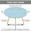 imageSmiry Round Picnic Table Cloth Elastic Waterproof Fitted Vinyl Tablecloth for 36quot44quot Tables Flannel Backed Buffalo Plaid Table Covers for Dining Camping Outdoor White and AquaAqua and White