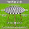 imageSmiry Round Picnic Table Cloth Elastic Waterproof Fitted Vinyl Tablecloth for 36quot44quot Tables Flannel Backed Buffalo Plaid Table Covers for Dining Camping Outdoor White and AquaBlack and White