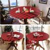 imageSmiry Round Picnic Table Cloth Elastic Waterproof Fitted Vinyl Tablecloth for 36quot44quot Tables Flannel Backed Buffalo Plaid Table Covers for Dining Camping Outdoor White and AquaRed and Black