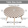 imageSmiry Round Picnic Table Cloth Elastic Waterproof Fitted Vinyl Tablecloth for 36quot44quot Tables Flannel Backed Buffalo Plaid Table Covers for Dining Camping Outdoor White and AquaBrown and White