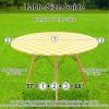 imageSmiry Round Picnic Table Cloth Elastic Waterproof Fitted Vinyl Tablecloth for 36quot44quot Tables Flannel Backed Buffalo Plaid Table Covers for Dining Camping Outdoor White and AquaYellow and White