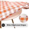 imageSmiry Round Picnic Table Cloth Elastic Waterproof Fitted Vinyl Tablecloth for 36quot44quot Tables Flannel Backed Buffalo Plaid Table Covers for Dining Camping Outdoor White and AquaOrange and White