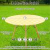 imageSmiry Round Picnic Table Cloth Elastic Waterproof Fitted Vinyl Tablecloth for 36quot44quot Tables Flannel Backed Buffalo Plaid Table Covers for Dining Camping Outdoor White and AquaYellow and White