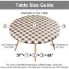 imageSmiry Round Picnic Table Cloth Elastic Waterproof Fitted Vinyl Tablecloth for 36quot44quot Tables Flannel Backed Buffalo Plaid Table Covers for Dining Camping Outdoor White and AquaBrown and White