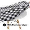 imageSmiry Round Picnic Table Cloth Elastic Waterproof Fitted Vinyl Tablecloth for 36quot44quot Tables Flannel Backed Buffalo Plaid Table Covers for Dining Camping Outdoor White and AquaBlack and White