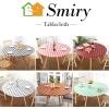 imageSmiry Round Picnic Table Cloth Elastic Waterproof Fitted Vinyl Tablecloth for 36quot44quot Tables Flannel Backed Buffalo Plaid Table Covers for Dining Camping Outdoor White and AquaLight Green