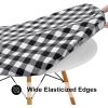 imageSmiry Round Picnic Table Cloth Elastic Waterproof Fitted Vinyl Tablecloth for 36quot44quot Tables Flannel Backed Buffalo Plaid Table Covers for Dining Camping Outdoor White and AquaBlack and White