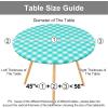 imageSmiry Round Picnic Table Cloth Elastic Waterproof Fitted Vinyl Tablecloth for 36quot44quot Tables Flannel Backed Buffalo Plaid Table Covers for Dining Camping Outdoor White and AquaTeal and White