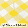 imageSmiry Round Picnic Table Cloth Elastic Waterproof Fitted Vinyl Tablecloth for 36quot44quot Tables Flannel Backed Buffalo Plaid Table Covers for Dining Camping Outdoor White and AquaYellow and White