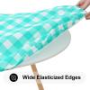 imageSmiry Round Picnic Table Cloth Elastic Waterproof Fitted Vinyl Tablecloth for 36quot44quot Tables Flannel Backed Buffalo Plaid Table Covers for Dining Camping Outdoor White and AquaTeal and White