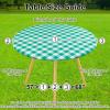 imageSmiry Round Picnic Table Cloth Elastic Waterproof Fitted Vinyl Tablecloth for 36quot44quot Tables Flannel Backed Buffalo Plaid Table Covers for Dining Camping Outdoor White and AquaGreen and White