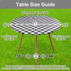 imageSmiry Round Picnic Table Cloth Elastic Waterproof Fitted Vinyl Tablecloth for 36quot44quot Tables Flannel Backed Buffalo Plaid Table Covers for Dining Camping Outdoor White and AquaBlack and White