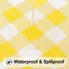 imageSmiry Round Picnic Table Cloth Elastic Waterproof Fitted Vinyl Tablecloth for 36quot44quot Tables Flannel Backed Buffalo Plaid Table Covers for Dining Camping Outdoor White and AquaYellow and White