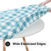 imageSmiry Round Picnic Table Cloth Elastic Waterproof Fitted Vinyl Tablecloth for 36quot44quot Tables Flannel Backed Buffalo Plaid Table Covers for Dining Camping Outdoor White and AquaAqua and White