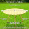 imageSmiry Round Picnic Table Cloth Elastic Waterproof Fitted Vinyl Tablecloth for 36quot44quot Tables Flannel Backed Buffalo Plaid Table Covers for Dining Camping Outdoor White and AquaYellow and White