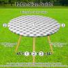 imageSmiry Round Picnic Table Cloth Elastic Waterproof Fitted Vinyl Tablecloth for 36quot44quot Tables Flannel Backed Buffalo Plaid Table Covers for Dining Camping Outdoor White and AquaGrey and White
