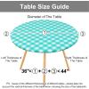 imageSmiry Round Picnic Table Cloth Elastic Waterproof Fitted Vinyl Tablecloth for 36quot44quot Tables Flannel Backed Buffalo Plaid Table Covers for Dining Camping Outdoor White and AquaTeal and White