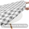 imageSmiry Round Picnic Table Cloth Elastic Waterproof Fitted Vinyl Tablecloth for 36quot44quot Tables Flannel Backed Buffalo Plaid Table Covers for Dining Camping Outdoor White and AquaGrey and White