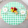 imageSmiry Round Picnic Table Cloth Elastic Waterproof Fitted Vinyl Tablecloth for 36quot44quot Tables Flannel Backed Buffalo Plaid Table Covers for Dining Camping Outdoor White and AquaLight Green