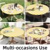 imageSmiry Round Picnic Table Cloth Elastic Waterproof Fitted Vinyl Tablecloth for 36quot44quot Tables Flannel Backed Buffalo Plaid Table Covers for Dining Camping Outdoor White and AquaYellow and White