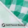 imageSmiry Round Picnic Table Cloth Elastic Waterproof Fitted Vinyl Tablecloth for 36quot44quot Tables Flannel Backed Buffalo Plaid Table Covers for Dining Camping Outdoor White and AquaGreen and White