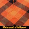 imageSmiry Round Picnic Table Cloth Elastic Waterproof Fitted Vinyl Tablecloth for 36quot44quot Tables Flannel Backed Buffalo Plaid Table Covers for Dining Camping Outdoor White and AquaOrange and Yellow