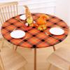 imageSmiry Round Picnic Table Cloth Elastic Waterproof Fitted Vinyl Tablecloth for 36quot44quot Tables Flannel Backed Buffalo Plaid Table Covers for Dining Camping Outdoor White and AquaOrange and Yellow