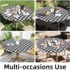 imageSmiry Round Picnic Table Cloth Elastic Waterproof Fitted Vinyl Tablecloth for 36quot44quot Tables Flannel Backed Buffalo Plaid Table Covers for Dining Camping Outdoor White and AquaBlack and White