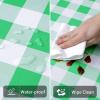 imageSmiry Round Picnic Table Cloth Elastic Waterproof Fitted Vinyl Tablecloth for 36quot44quot Tables Flannel Backed Buffalo Plaid Table Covers for Dining Camping Outdoor White and AquaLight Green