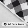 imageSmiry Round Picnic Table Cloth Elastic Waterproof Fitted Vinyl Tablecloth for 36quot44quot Tables Flannel Backed Buffalo Plaid Table Covers for Dining Camping Outdoor White and AquaBlack and White