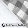 imageSmiry Round Picnic Table Cloth Elastic Waterproof Fitted Vinyl Tablecloth for 36quot44quot Tables Flannel Backed Buffalo Plaid Table Covers for Dining Camping Outdoor White and AquaGrey and White